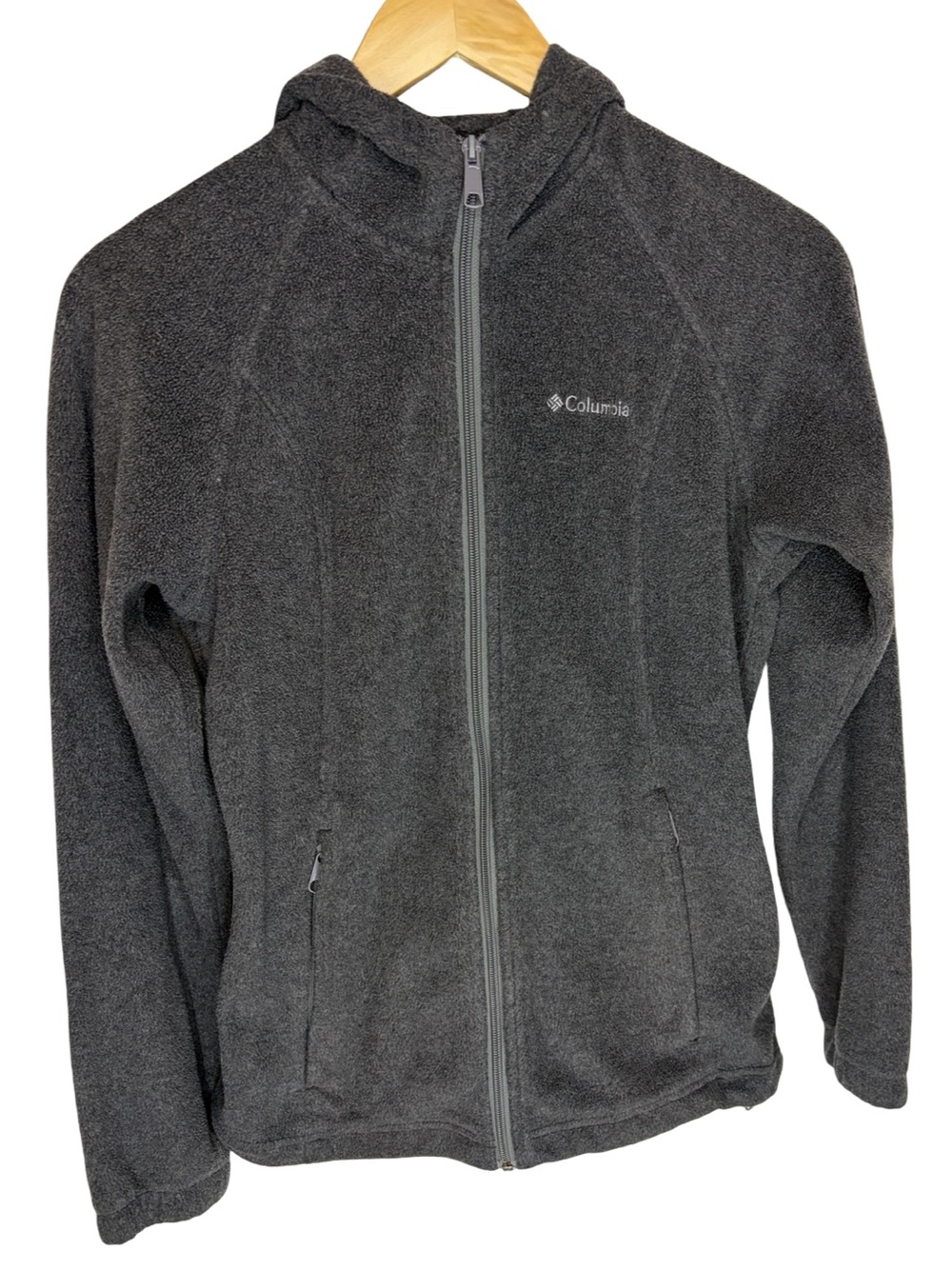 Columbia Women's Charcoal Full-Zip Fleece Jacket with Hood small